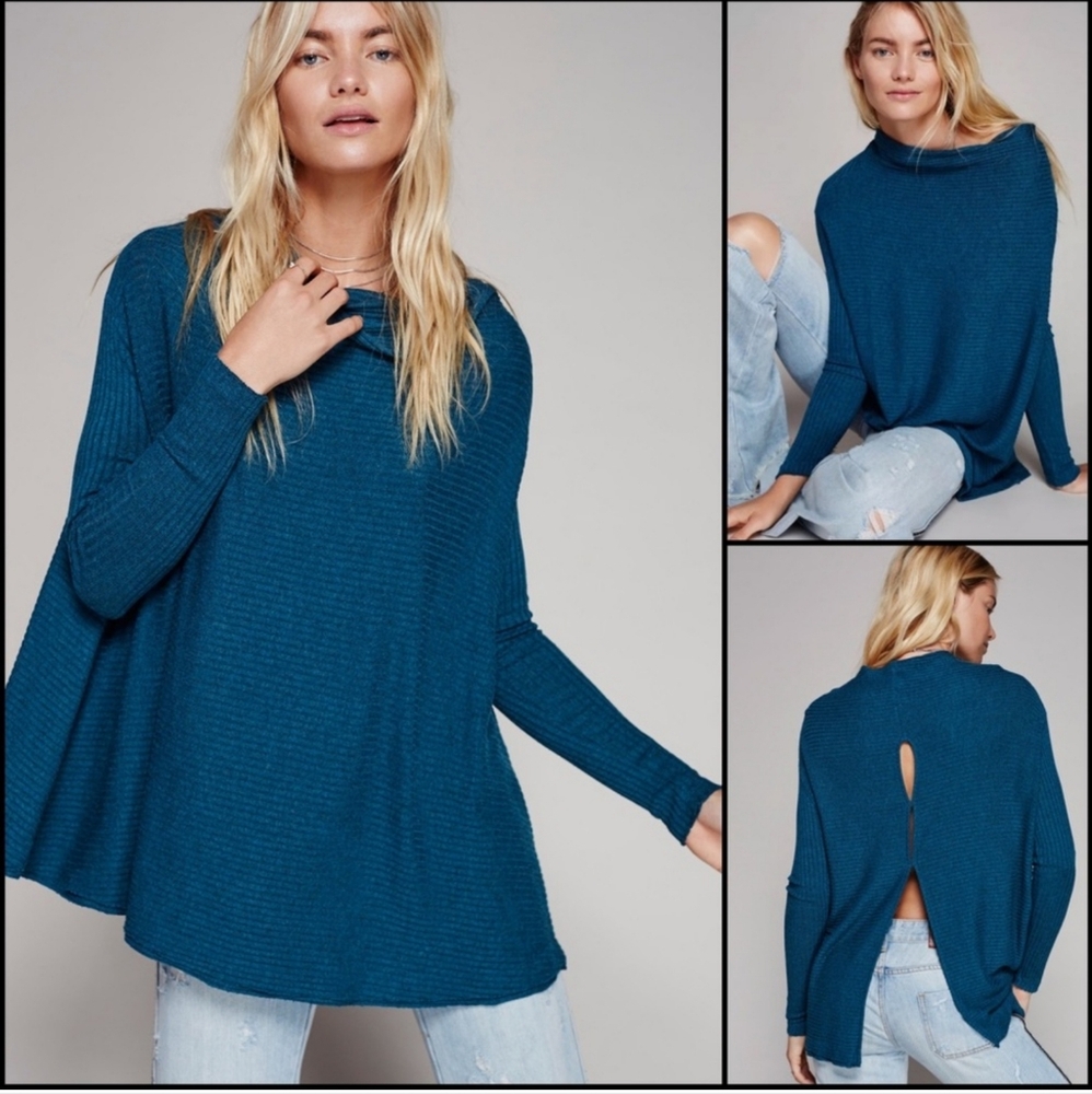 We the free free people love split ribbed tunic sweater small